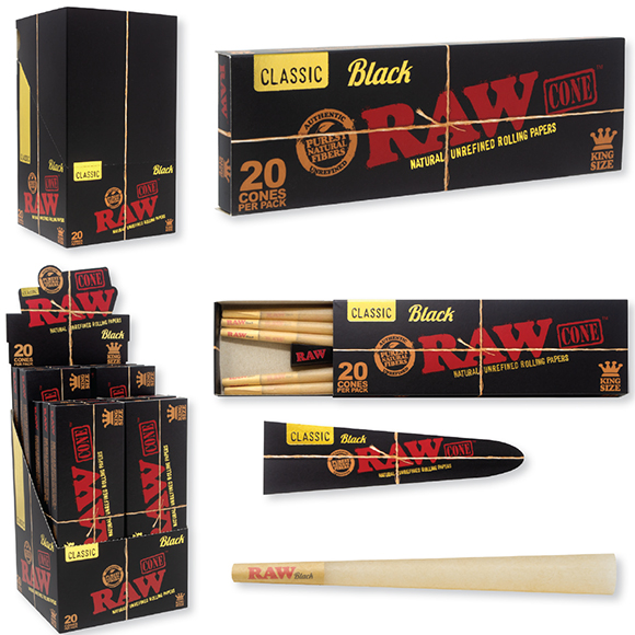 RAW CONES BLACK 1 1/4 20CT